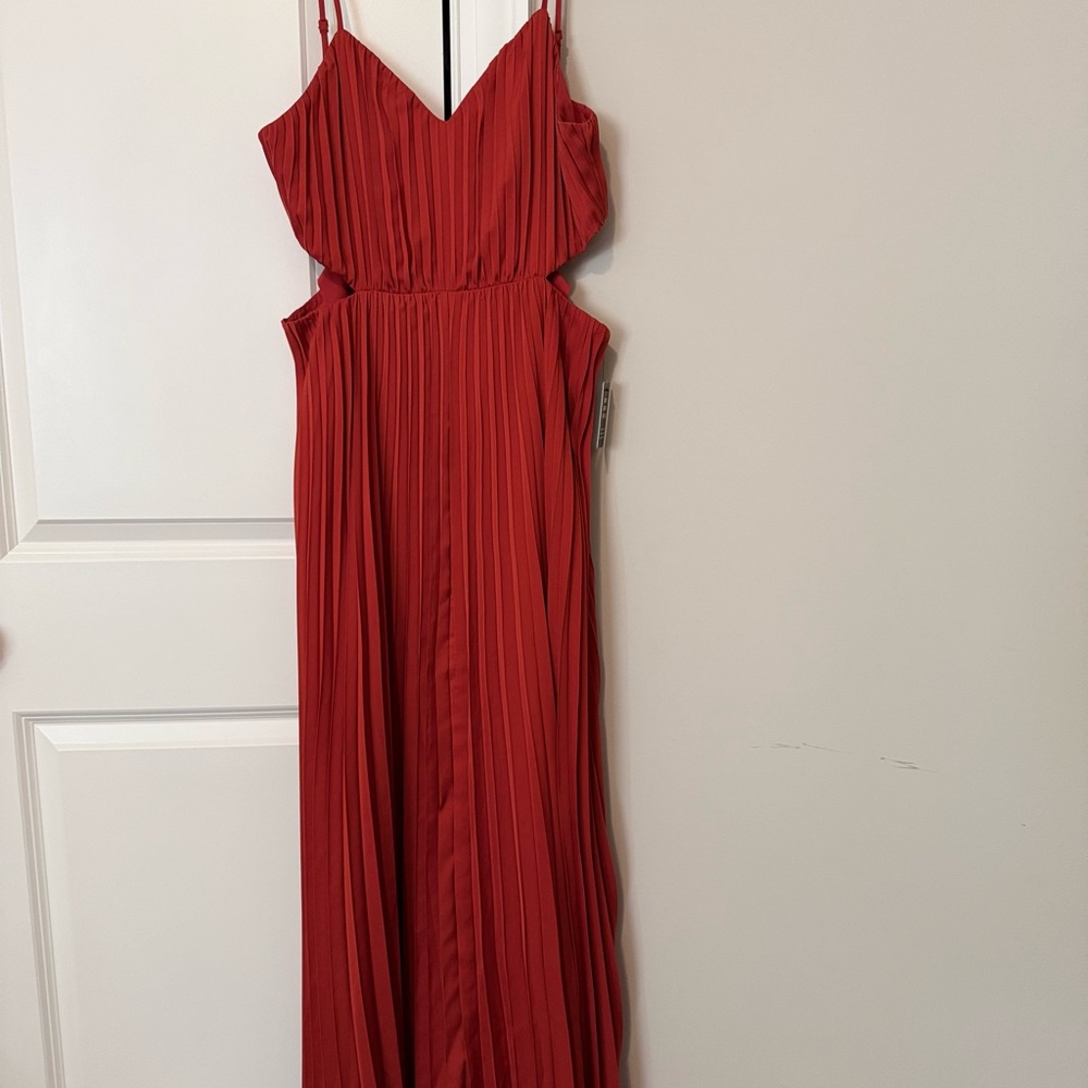 Express Red Pleated Dress